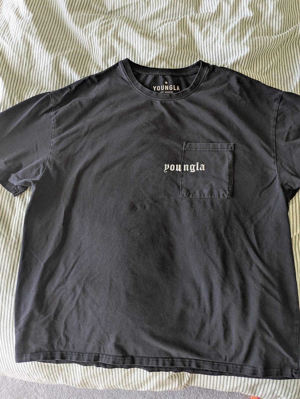 YoungLA Black Short Sleeve Pocket Tee with White Logo